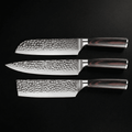 Japanske håndsmidde Damascus-kniver – sett med 3 deler