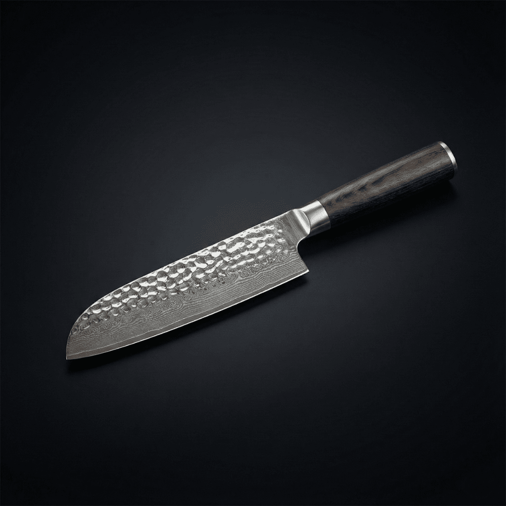 Japansk Santoku-kniv med hamret overflate – 18 cm presisjonsblad