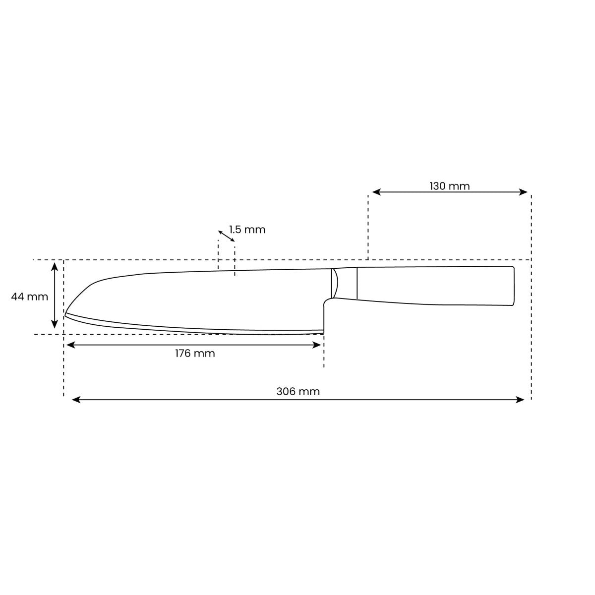 Japansk Santoku-kniv med hamret overflate – 18 cm presisjonsblad