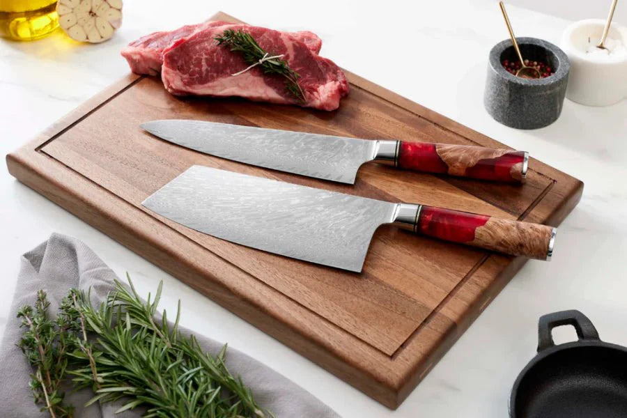 Japansk Damascus Shinku 2-delers ytelsessett – 19 cm og 20 cm presisjonsblader